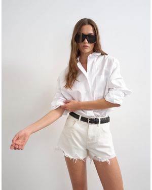 TOPSHOP Denim A-line Short With Rip - White