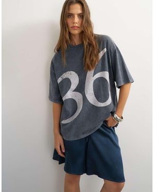 TOPSHOP Graphic '74' Gewassen T-Shirt - Blauw