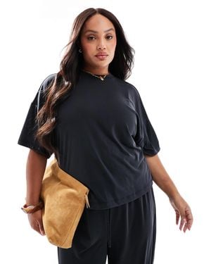 Pieces Plus Pieces Curve Slinky Super Soft Boxy T-shirt Co-ord - Blue