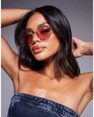 Quay Quay – big time – runde sonnenbrille aus goldfarbenem metall mit gläsern - Schwarz