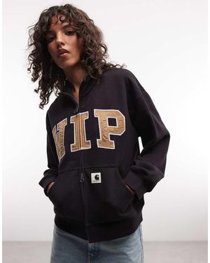 Carhartt Chaqueta De Punto Con Cuello Alzado Y Cremallera Integral En - Negro