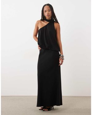ASOS One Shoulder With Tie Neck Maxi Dress - Black