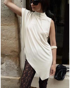 NA-KD Asymmetric Jersey Top - Black