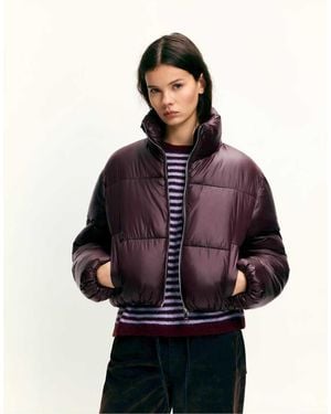 Pull&Bear Puffer Jacket With A Shimmery Finish - Purple