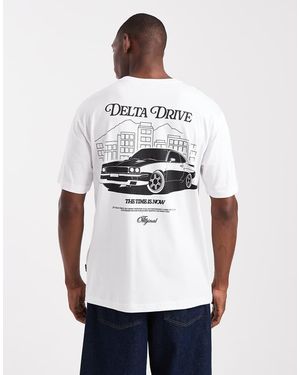 Only & Sons Camiseta Blanca Holgada Con Estampado En La Espalda "Drive" De -Blanco