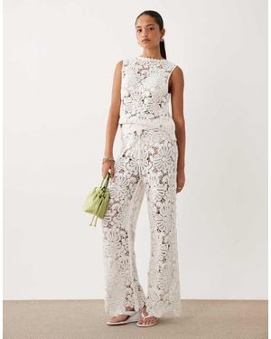 ASOS Crochet Knit Trousers - White