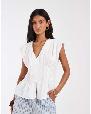ONLY Top Blanco Con Cintura Entallada