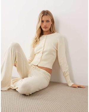 Gina Tricot Cárdigan Amarillo Pastel Entallado De Punto De (Parte De Un Conjunto) - Neutro