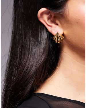 Neck On The Line – vergoldete vintage-ohrstecker mit faltendetail - Braun
