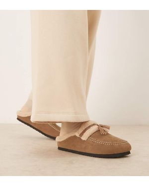 Glamorous Fluffy Slip On Mules - Natural