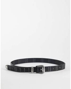 ASOS Western Buckle Studded Belt - White