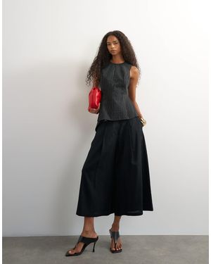 TOPSHOP Co-ord gestreiftes oberteil mit asymmetrischem saum - Schwarz