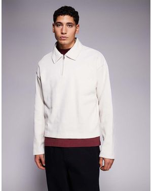 ADPT Collared Quarter Zip Sweat - White