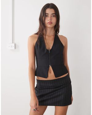 Monki Low Waisted Tailored Mini Skirt - Black