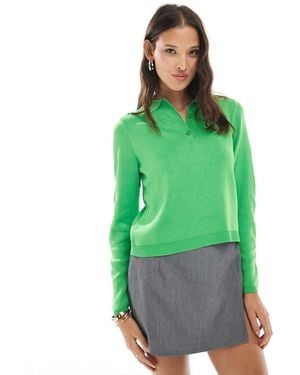 ASOS Fine Knit Polo Top - Green