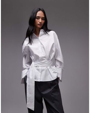 ASOS Poplin Belted Cinch Shirt - Grey