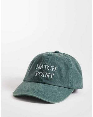4505 Washed Cotton Cap With Tennis Embroidery - Green