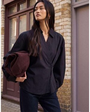 ASOS Wrap Shirt With Cocoon Sleeve - Blue