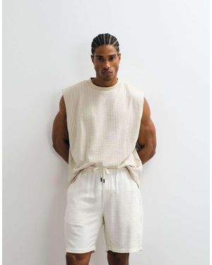 Only & Sons Short Van Linnenmix Met Textuur - Wit