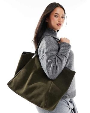 ASOS Suede Winged Tote Bag - Grey