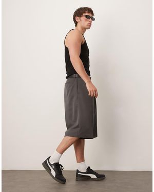 ASOS Smart Oversized Bermuda Shorts With Front Pleat - Natural