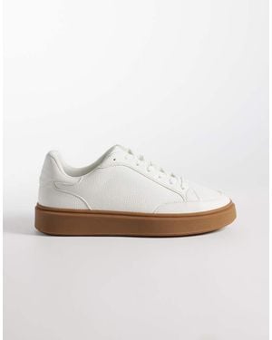 ASOS Lace Up Trainers With Gum Sole - White