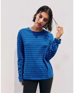 Pull&Bear Oversize langärmliges gestreiftes t-shirt - Blau