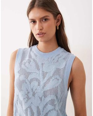 ASOS Gebreide Tanktop Met Bloemenprint - Blauw