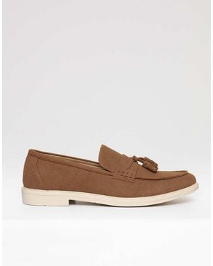 Threadbare Faux Suede Tassel Loafers - Brown