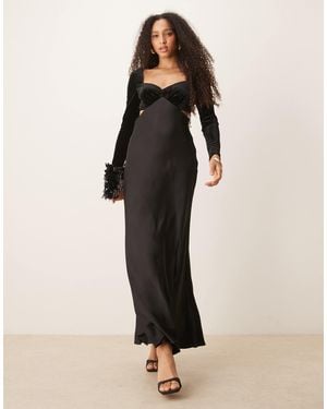 EVER NEW Velvet Satin Cowl Back Maxi Dress - Natural