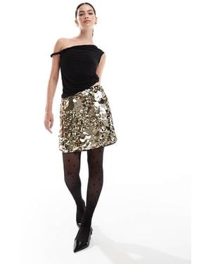 French Connection Sequin Mini Skirt - Metallic