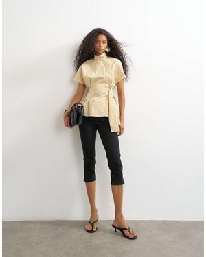 TOPSHOP High Rise Capris Jean - Natural