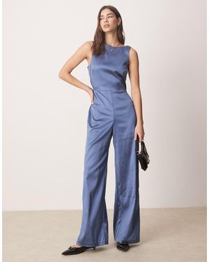 Abercrombie & Fitch Sleeveless Sculpt High Neck Jumpsuit - Blue