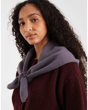 Glamorous Knitted Triangle Scarf - Brown