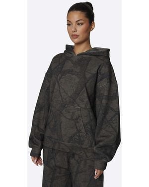 Good For Nothing Oversized Camo Cotton Fleece Hoodie - Black