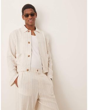 ASOS Smart Co-Ord Linen Mix Harrington - Natural