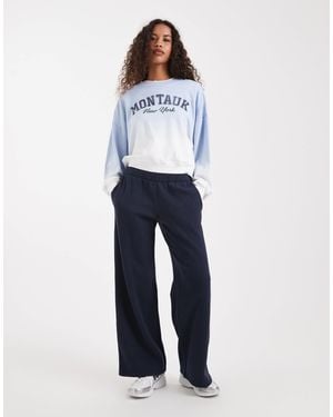 Hollister Wide Leg sweatpants With Heart Pocket Detail - Blue