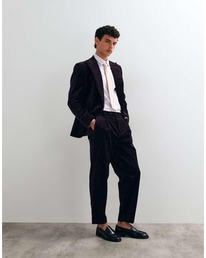 ASOS Relaxed Tapered Pantalon Met Plooien Aan De Voorkant - Blauw