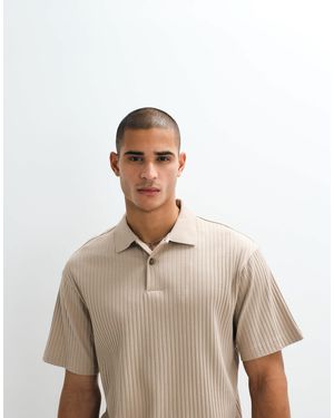 SELECTED Co-ord Ribbed Polo - Natural