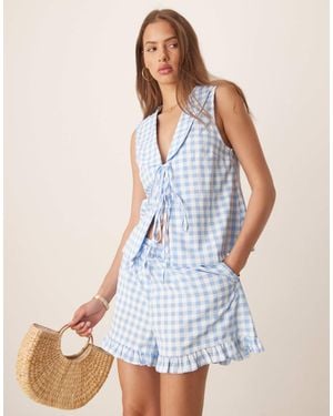 ASOS Ruffle Oversized Collar Tank Top - Blue