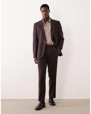 ASOS Metallic Pinstripe Slim Suit Trouser - Brown