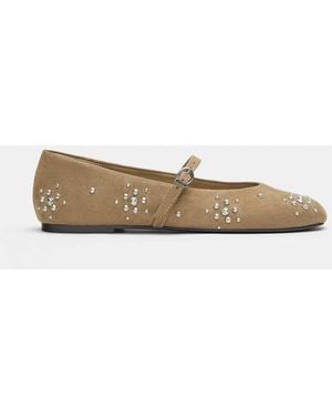 Pull&Bear Studded Ballet Flats - White