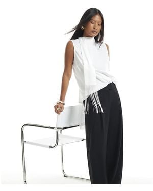 River Island Crepe Wide Leg Trousers - White