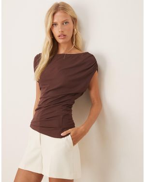 ASOS – asymmetrisches, locker fallendes longline-oberteil - Braun
