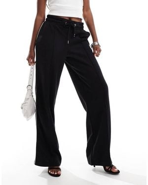 River Island Wide Leg Jogger With Piping Detail - Black