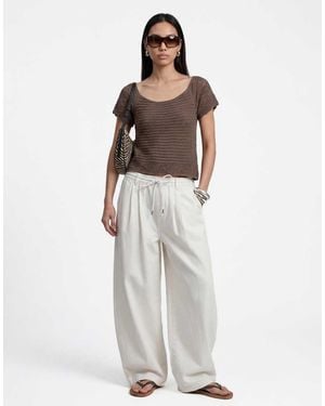 Noisy May Short Sleeve Knit Top - Brown