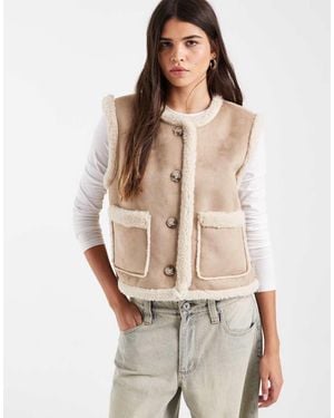 Vero Moda Gilet Effetto Camoscio Foderato - Neutro