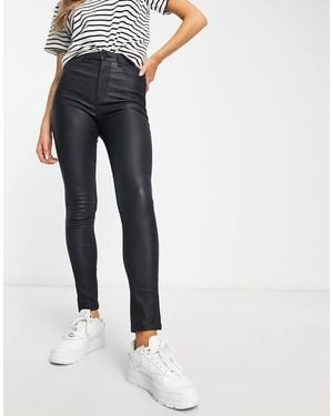 New Look Lift And Shape High Waisted Super Skinny Coated Jeans - Blue