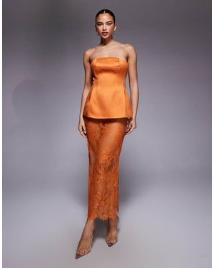 ASOS Delicate Sheer Lace Midaxi Skirt - Orange