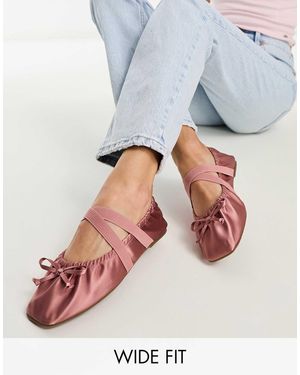 Asos Design Wide Fit – los angeles – ballerinas aus satin - Schwarz